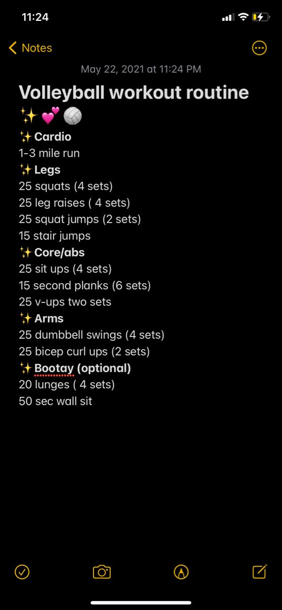 the volleyball workout routine is displayed in this screenshoter's phone screen shot