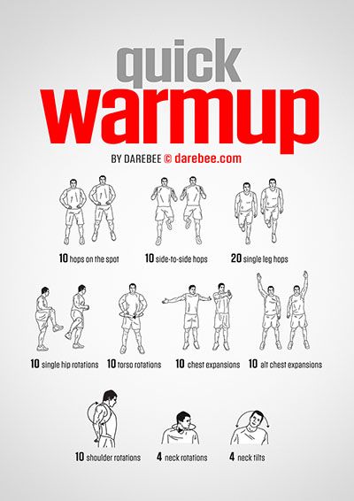 a poster with instructions for how to do quick warm up