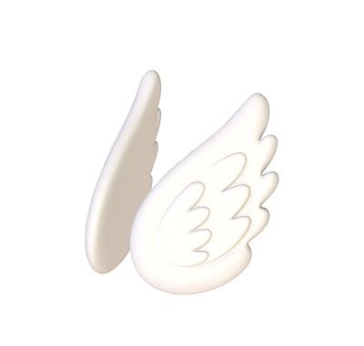 an image of a white object with wings on it's back end and the top part of its body