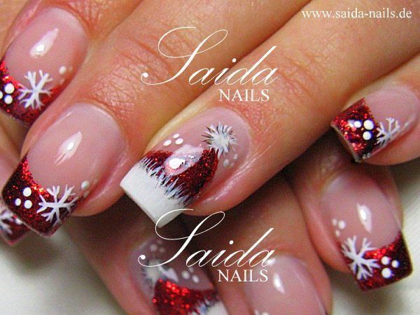 Holiday Nails Christmas, Fingernail Designs, French Manicure Nails, Christmas Nail Art Designs, Holiday Nail Art, Winter Nail Art, Xmas Nails, Christmas Nail Designs, Christmas Nail Art