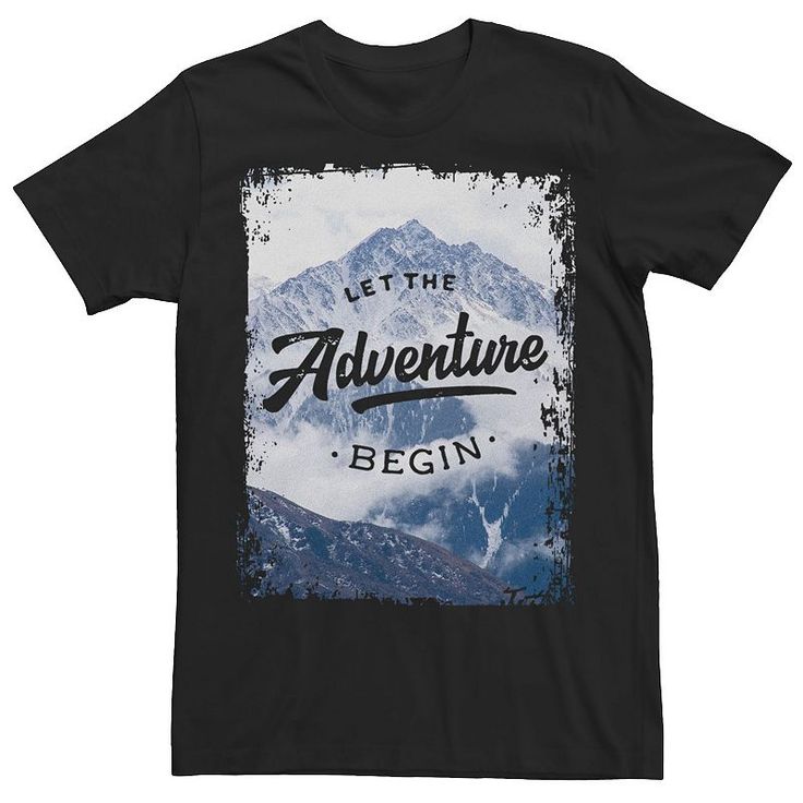 Enjoy the great outdoors with this men's adventure tee. Enjoy the great outdoors with this men's adventure tee. Crewneck Short sleevesFABRIC & CARE Cotton Machine wash Imported Size: XXL. Color: Black. Gender: male. Age Group: kids. Pattern: Graphic. Mountain Tee, Let The Adventure Begin, Kids Pattern, And So The Adventure Begins, Pattern Graphic, Great Outdoors, The Great Outdoors, Age Group, Short Sleeves