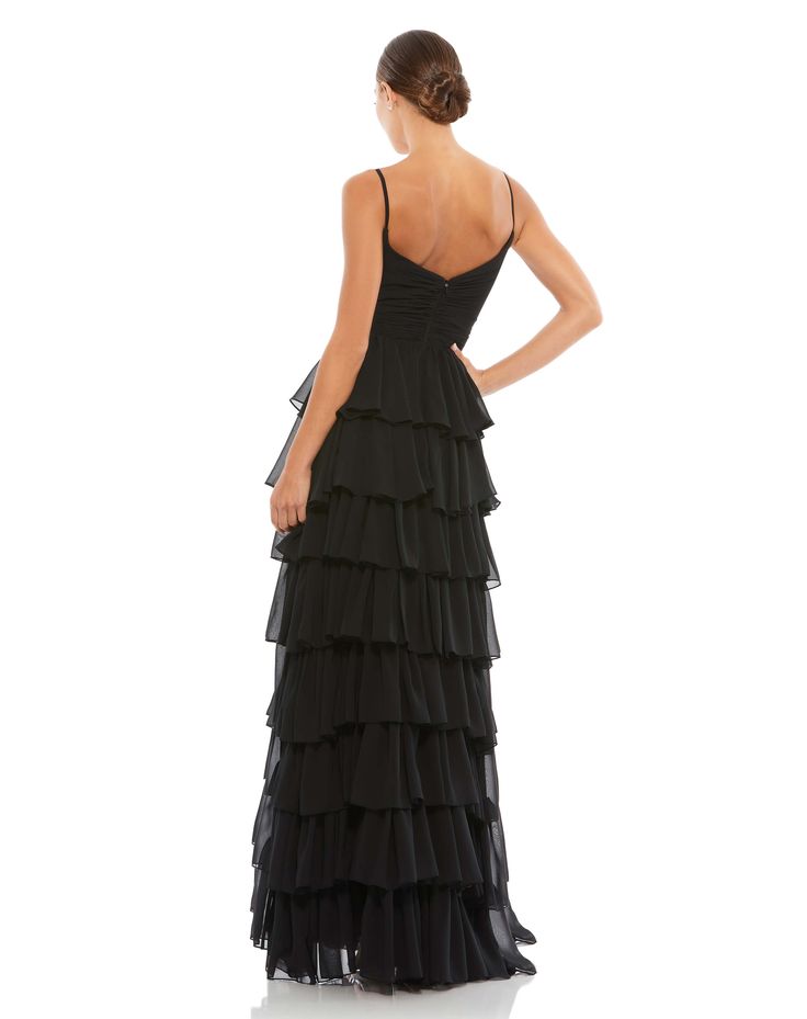 Sleeveless Gown with Ruffled Skirt – Mac Duggal Skirt And Thigh Highs, Ruffle Gown, Unique Prom Dresses, Sleeveless Gown, Designer Prom Dresses, Prom Designs, Ruffled Skirt, Tulle Gown, Mac Duggal