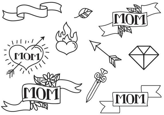 mother's day coloring pages with hearts, arrows, and other things to draw