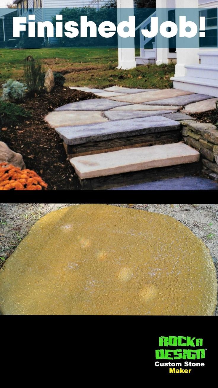 the before and after image shows how to use rocks as stepping stones in front of a house