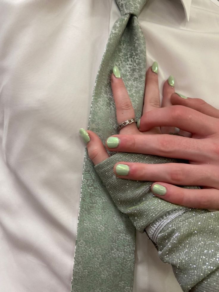 Sage Prom Couple, Sage Green Prom Couple, Boyfriend Girlfriend Matching Nails, Nail Calendar, Green Prom Couple, Matching Couple Nails, Bf Nails, Matching Nails With Boyfriend, Duo Nails