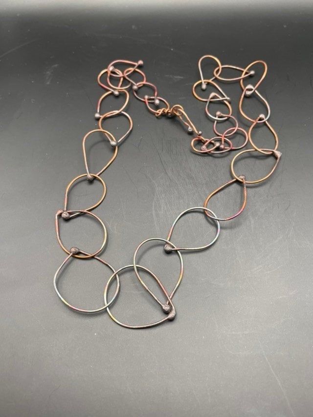 Copper handcrafted large chain. Great layers piece Modern Handmade Link Chain Necklace, Handmade Metal Chain Link Necklace, Handmade Metal Link Chain Necklace, Pendant Necklaces, Jewelry Necklace Pendant, Jewelry Necklaces, Copper, Necklaces, Pendant Necklace