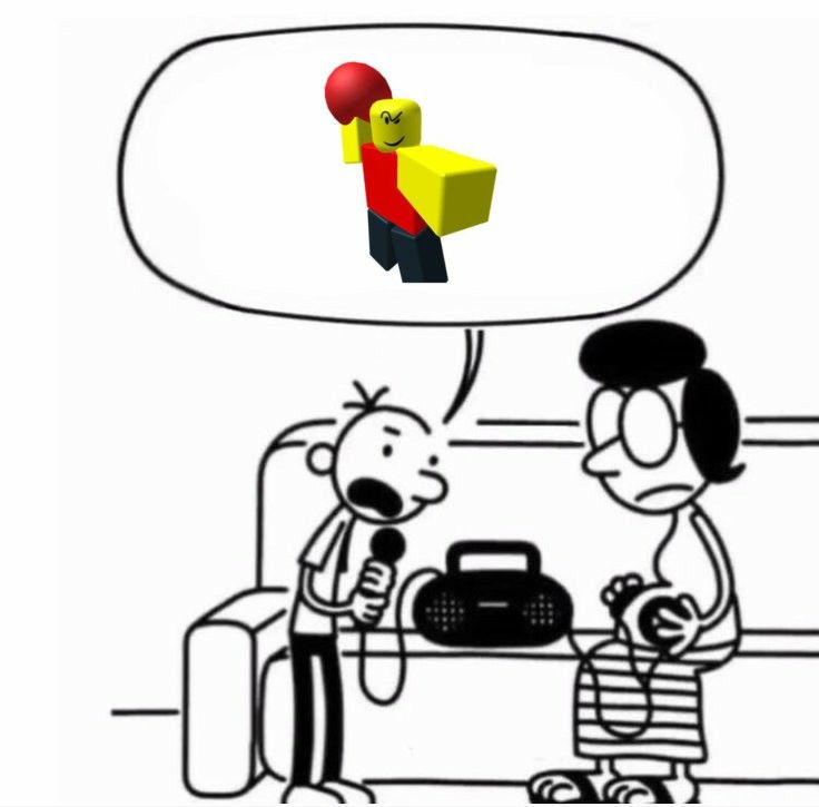 a cartoon drawing of a man and woman talking to each other with an object in the background