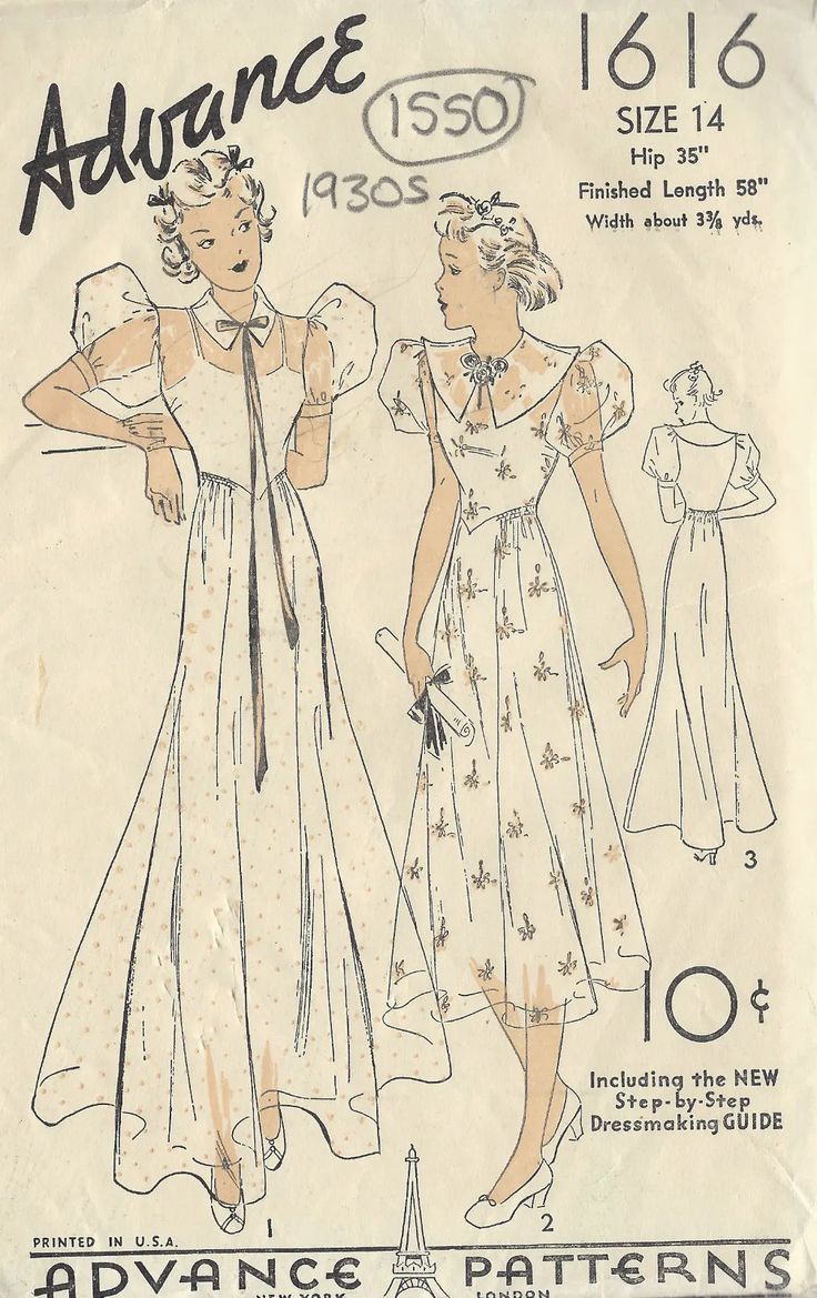 an old fashion sewing pattern with two women in dresses