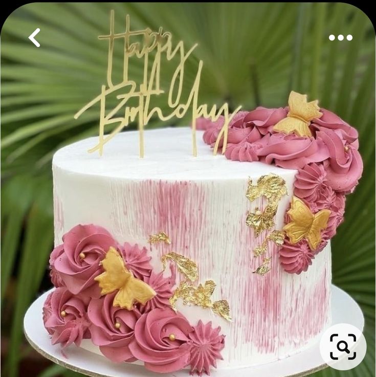 Hawaii Birthday Cake, Modern Birthday Cakes, Buttercream Cake Designs, Vintage Birthday Cakes, Buttercream Cake Decorating, Elegant Birthday Cakes, Simple Cake Designs, Birthday Cake Topper Printable, Cake Decorating Piping