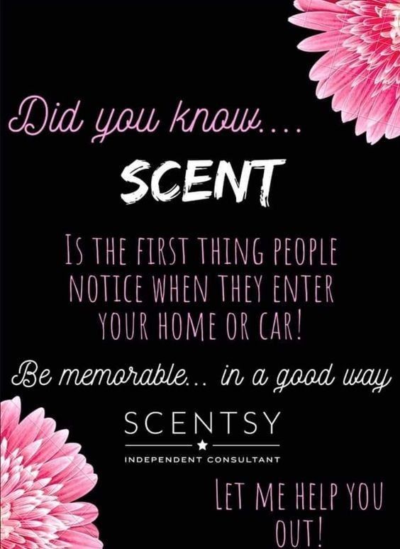 a pink flower with the words, did you know? scent is the first thing people notice when they enter your home or car