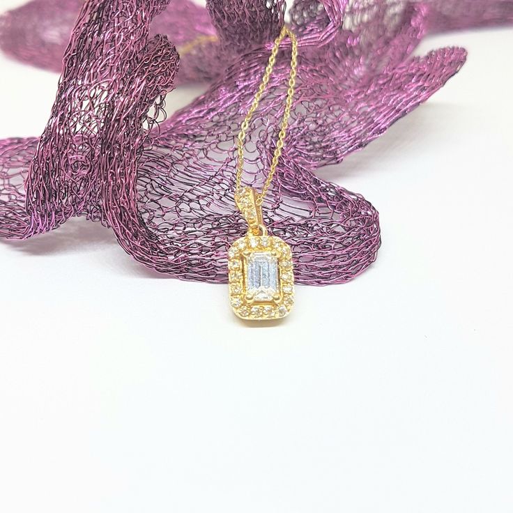 - Baguette Pendant Necklace with Halo was made with high quality 14K real solid gold . - We recommend you to review our other bracelets, earrings, rings and necklaces. We have listed many kinds of beautiful and trendy gold and silver products. You won't regret! https://www.etsy.com/shop/LatikaJewelryShop - Baguette Pendant Necklace with Halo for women is with decorated with white baguette and cubic zirconia stones. - This cute, charm, dainty, delicate, elegant women jewelry Baguette Pendant Neck Dainty Gold Baguette Jewelry, Baguette Diamond Cut Jewelry Gift, Yellow Gold Jewelry With Baguette Diamonds As A Gift, Yellow Gold Jewelry With Baguette Diamonds For Gift, Dainty Yellow Gold Baguette Jewelry, Baguette Cut Diamond Necklace With Accents For Gift, Baguette Cut Diamond Necklace With Diamond Accents, Fine Jewelry Baguette Diamond Necklace Gift, Baguette-shaped Yellow Gold Jewelry As A Gift