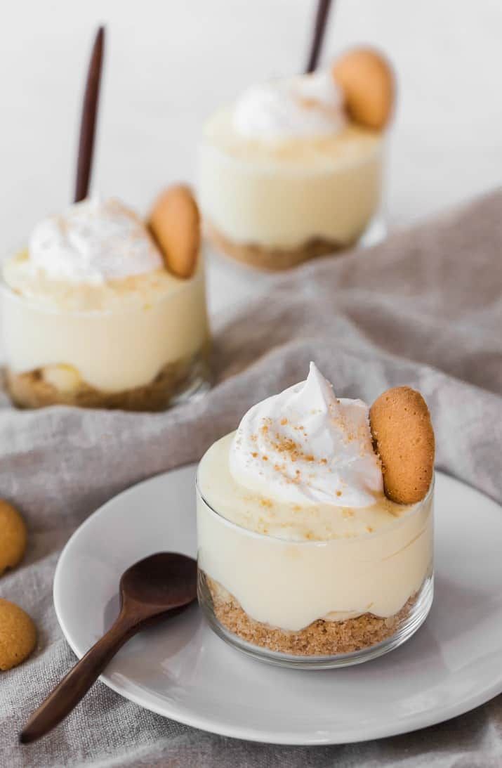 two small desserts are sitting on a plate