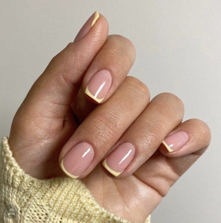 Summer Yellow Nails, French Manicure Nails, Colorful Nail, Subtle Nails, Simple Gel Nails, Casual Nails, Summer Yellow, Sunny Afternoon, Short Acrylic Nails Designs