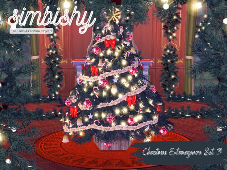 a christmas tree with lights and ornaments in a room decorated for the holiday season by simishy