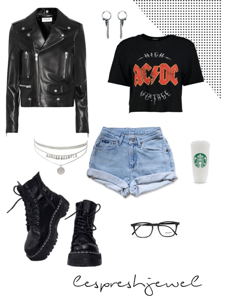 Trend Driven Outfits, Black Rock And Roll Tops For Streetwear, Girl Rocker Outfit, Biker Girl Outfits Aesthetic, Styl Bad Girl, Rocker Girl Outfits, Rockstar Girlfriend Outfit Board, Bad Girl Style, Png Polyvore