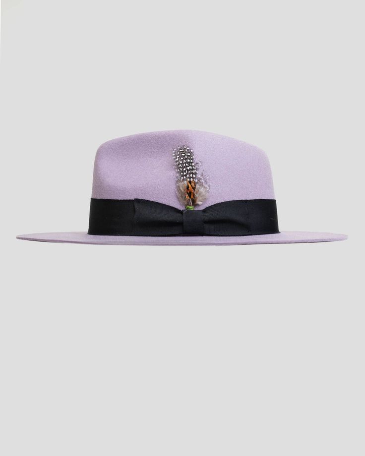 SG Ferguson Fedora Hat - Lavender + Black – Southern Gents Luxury Fitted Fedora For Travel, Luxury Casual Black Fedora, Luxury Gentleman’s Fedora With Flat Brim, Luxury Flat Brim Fedora For Everyday, Luxury Blue Fedora For Summer, Luxury Adjustable Fedora For Summer, Luxury Formal Hat Bands For Men, Luxury Wide Brim Fedora For Travel, Luxury Classic Fedora For Travel