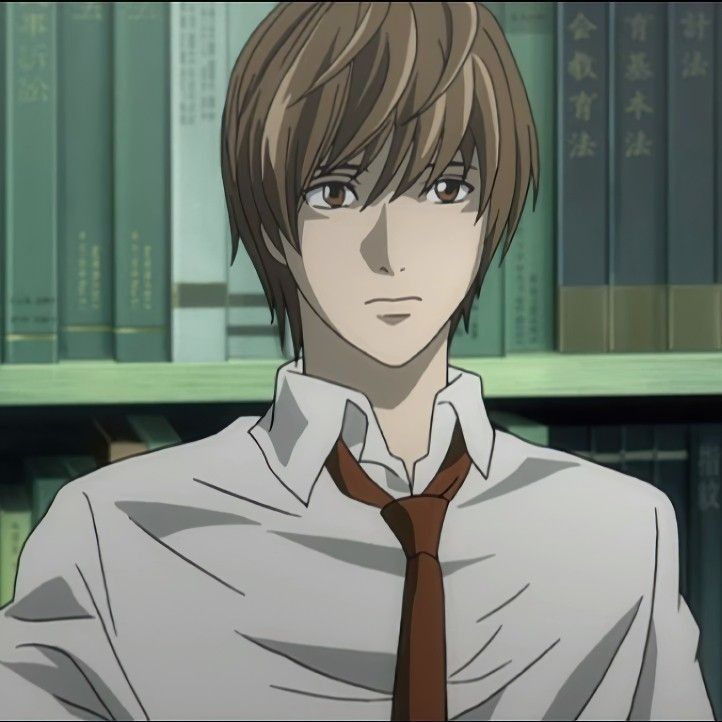 a man with brown hair wearing a white shirt and tie standing in front of bookshelves