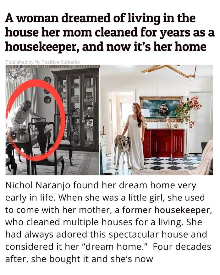 a woman is standing in her living room