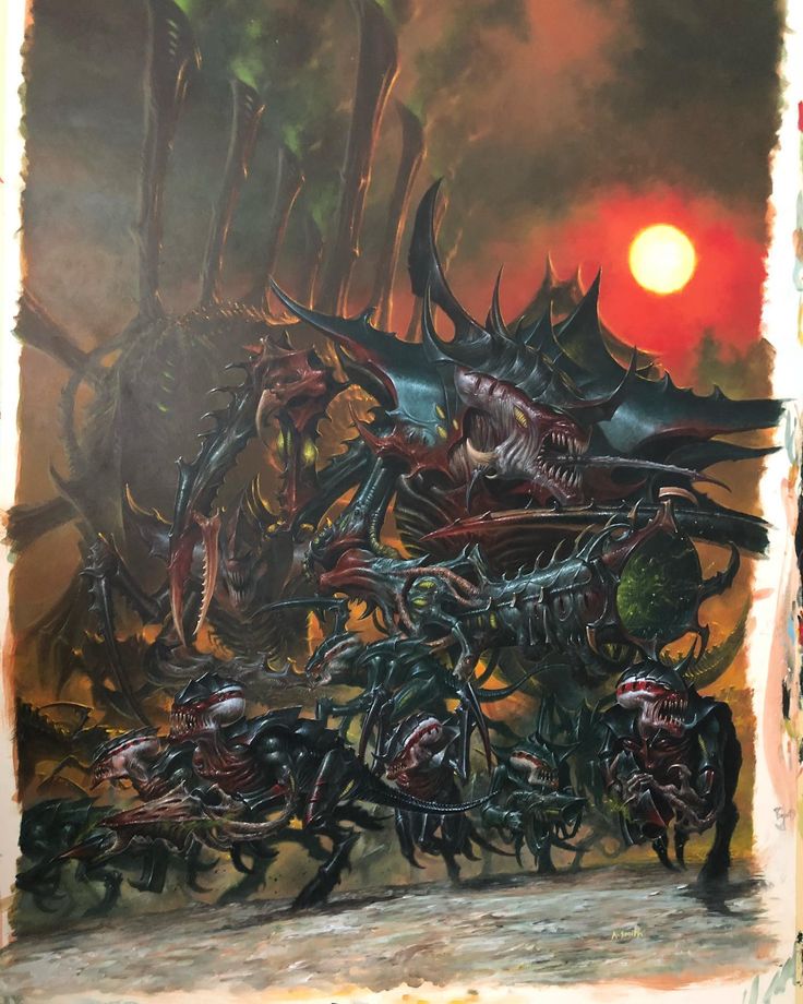 Hive Fleet Behemoth by Adrian Smith Hive Fleet Behemoth, Hive Fleet Leviathan, Alien Hive, Tyranid Warrior, Hive Tyrant, Tyranid Hive, Warhammer 40k Tyranids, Warhammer 40k Art, Warhammer Art