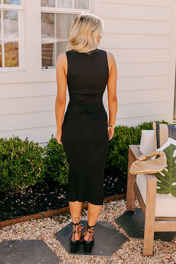 - Stroll through the city in this chic dress! - Unlined knit material with a ribbed texture - A v-cut neckline - A sleeveless cut - A figure flattering silhouette that ends in a midi length hemline Measurements S : Bust 26", Hip 26", Length 46.5", Waist 22". M : Bust 28", Hip 28", Length 47", Waist 24". L : Bust 30", Hip 30", Length 47.5", Waist 26". Sleeveless Ribbed Midi Dress For Date Night, Chic Sleeveless Ribbed Stretch Dress, Ribbed Sleeveless Midi Dress For Night Out, Sleeveless Ribbed Bodycon Dress For Date Night, Sleeveless Ribbed Dresses For Date Night, Black Sleeveless Knit Midi Dress, Black Knit Sleeveless Midi Dress, Black Knit V-neck Midi Dress, Ribbed Texture