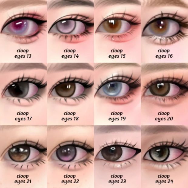 many different types of eyes are shown in this graphic style, with the names and description below