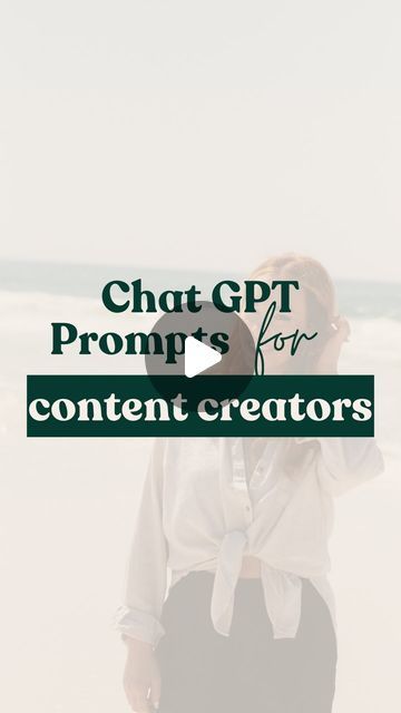 a woman is standing on the beach with her hands in her hair and text that says chat