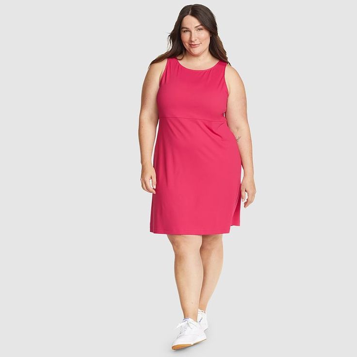 Casual Solid Dress With 4-way Stretch, Sporty Knee-length Summer Dress, Summer 4-way Stretch Dress, Sporty Sleeveless Beach Dress, Solid Color 4-way Stretch Summer Dress, Sleeveless Summer Sports Dress, Sporty Sleeveless Solid Dress, Sporty Summer Dresses With 4-way Stretch, Casual Summer Dress With 4-way Stretch