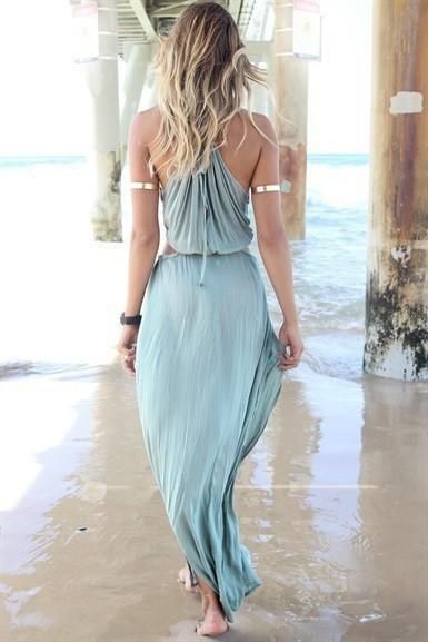 CHIFFON SLEEVELESS PURE COLOR IRREGULAR SPAGHETTI STRAP LONG DRESS sold by Just 4 Fashion on Storenvy Beach Halter Neck Sleeveless Chiffon Dress, Sleeveless Halter Neck Chiffon Dress For Beach, Chic Floor-length Backless Dress For Vacation, Solid Color Chiffon Beach Dress, Chic Sleeveless Maxi Dress In Solid Color, Bohemian Solid Color Maxi Dress, Bohemian Sleeveless Solid Color Maxi Dress, Bohemian Sleeveless Maxi Dress In Solid Color, Solid Chiffon Beach Dress