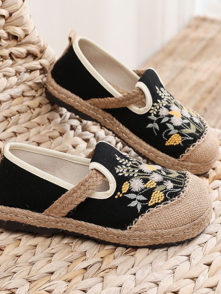 Radiate beachy vibes with every step wearing this slip-on espadrille that showcases a stripe motif and cross-strap. A rubber sole keeps your footing sure as you navigate slippery terrain. Slip-on Canvas linen upper Man-made lining Natural straw mat breathable insole Rubber sole Closed Toe Flats For Spring Vacation, Spring Vacation Closed Toe Flats, Black Slip-ons For Summer, Spring Beach Slip-on Flats, Spring Floral Embroidered Closed Toe Flats, Summer Floral Embroidery Slip-on Flats, Spring Floral Embroidery Closed Toe Flats, Spring Embroidered Slip-on Flats, Spring Beach Espadrille Flats