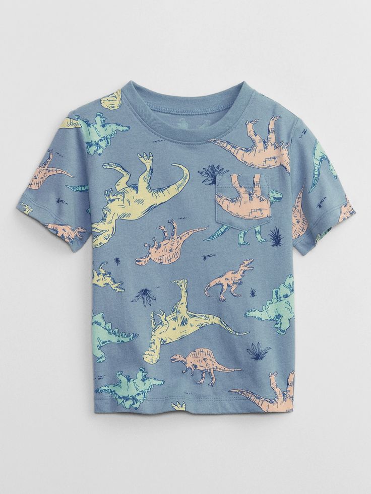 babyGap Print Pocket T-Shirt | Gap Factory Casual Patterned T-shirt With Graphic Print, Casual Cotton Tops With Random Print, Casual Cotton Patterned Tops, Cotton Short Sleeve Tops With Random Print, Casual Multicolor Graphic Print Top, Casual Patterned Printed Tops, Casual All Over Print Crew Neck Tops, Casual Multicolor All Over Print Tops, Cotton Tops With All Over Print