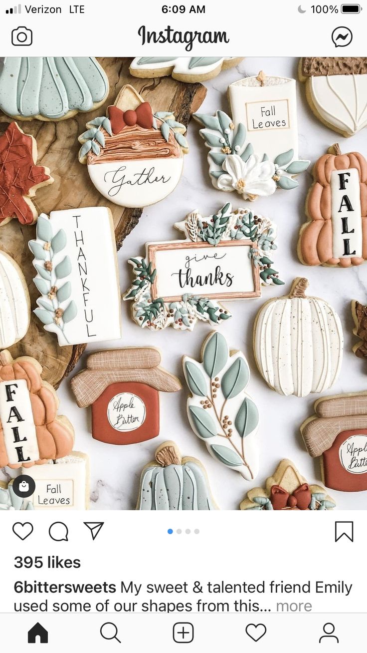 an instagram page with some cookies and other items on the screen, including leaves