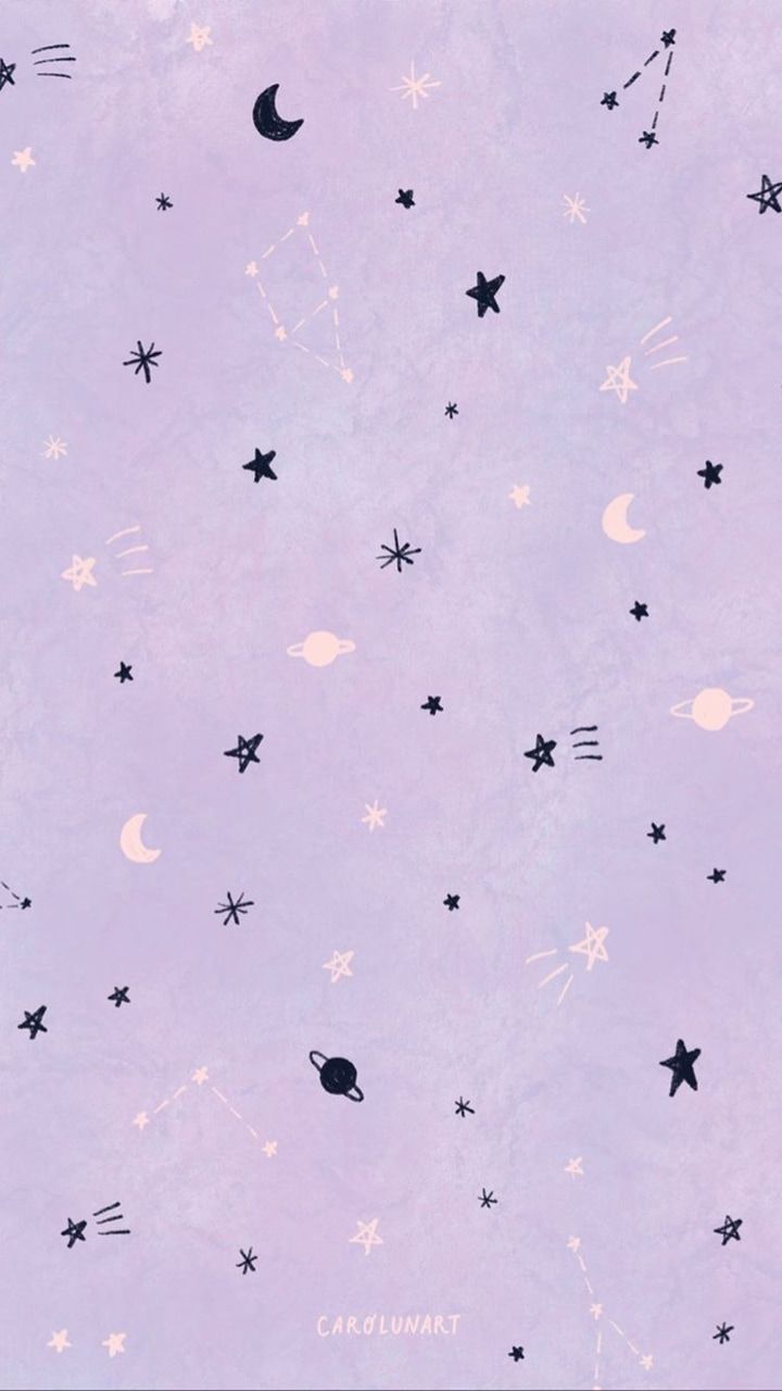 a purple background with stars and planets on it