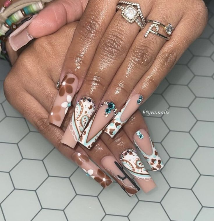 Wallen Nails, Vaquita Nails, Morgan Wallen Nails, Rodeo Nails, Mexican Nails, Western Nails, Country Nails, Tree Nails, Long Acrylic Nail Designs