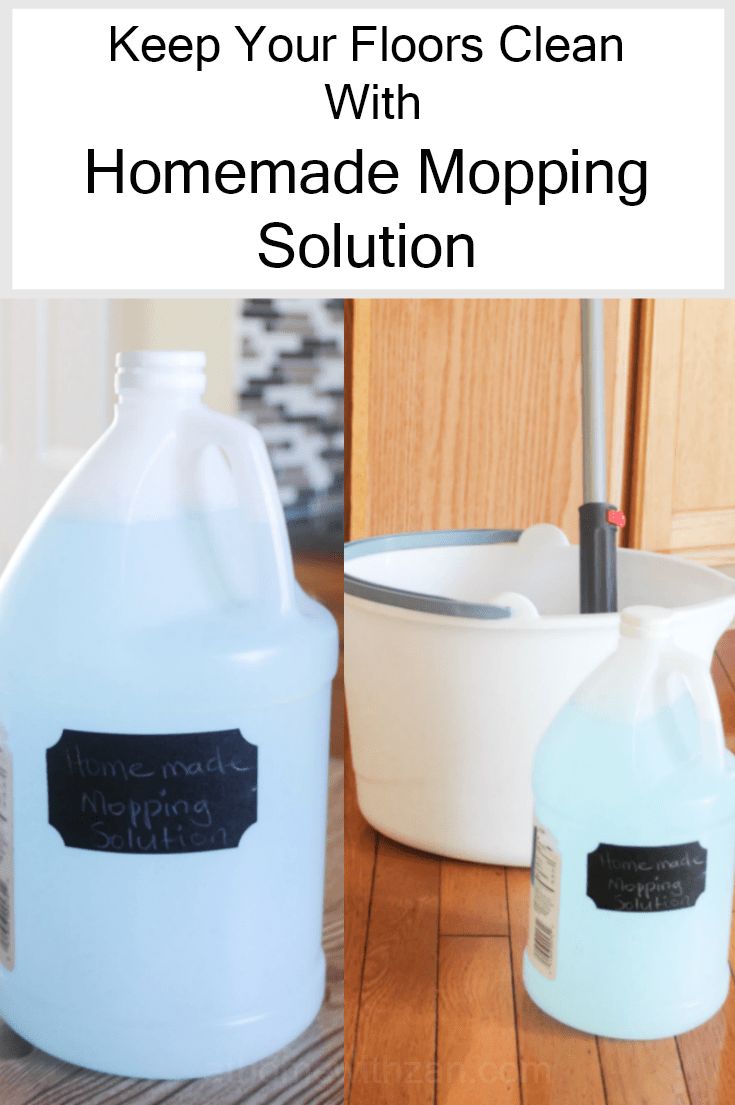 two gallon jugs with labels on them and the words keep your floors clean with homemade mopping solution