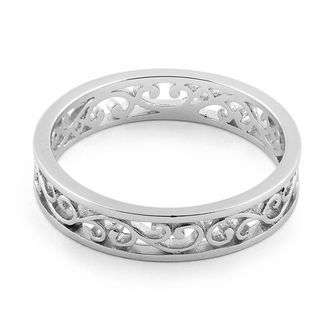 Sterling Silver Unique Band Ring Elegant Silver Engraved Stackable Ring, Silver Sterling Stackable Rings, Silver Platinum Engraved Ring With Round Band, Silver Engraved Platinum Ring With Round Band, Stackable Platinum Silver Jewelry, Classic Silver Engraved Ring In 14k White Gold, Classic Silver Platinum Stackable Rings, Silver Stackable Bands For Anniversary, Silver Platinum Engraved Ring