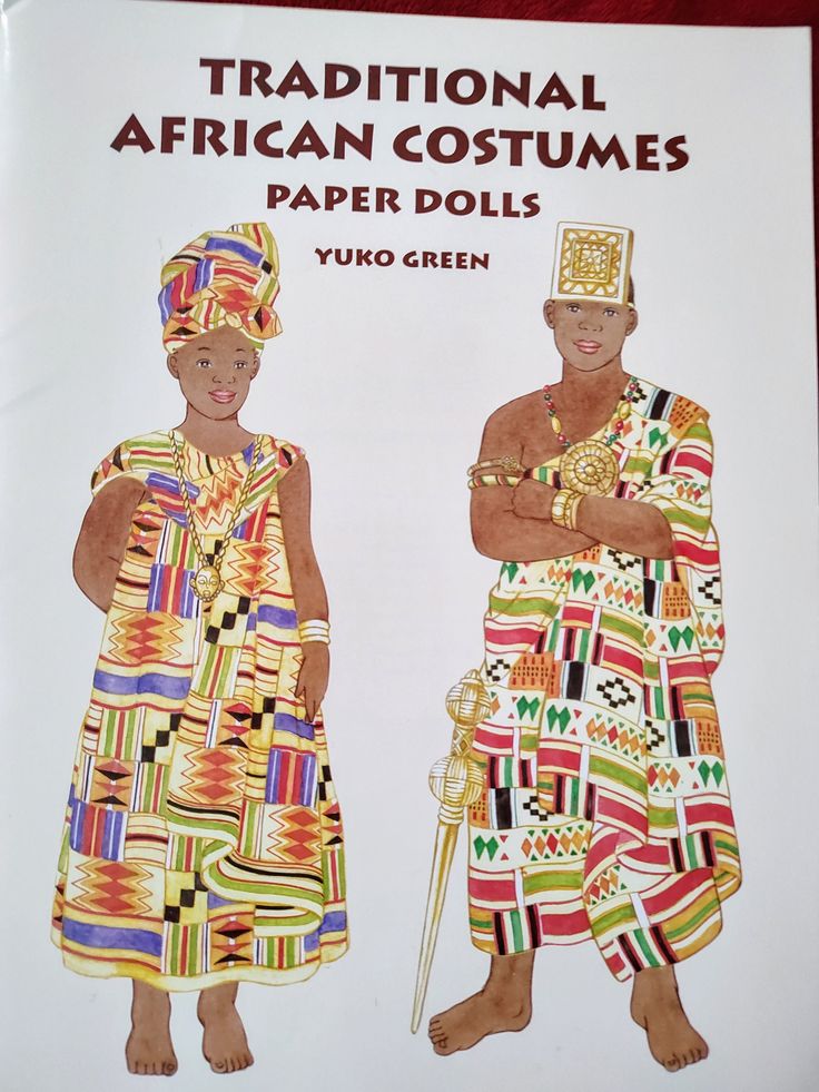 an image of two african men in traditional costume paper dolls on the front cover of a children's book