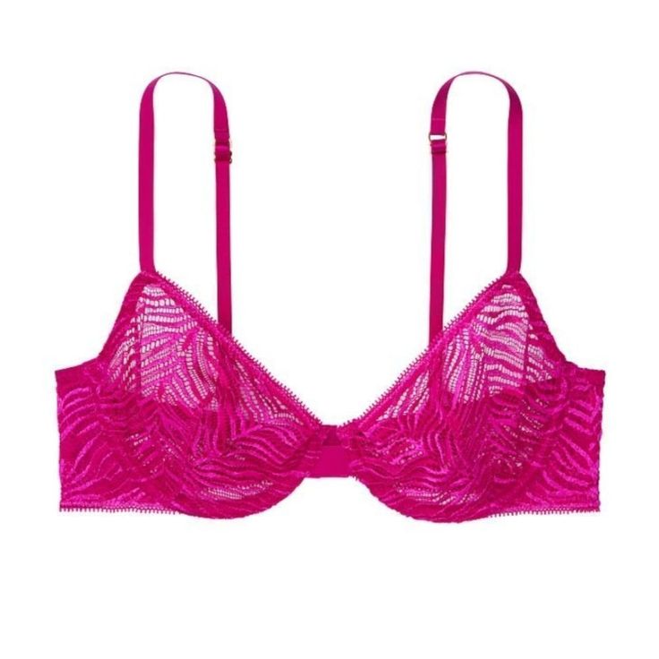 Fushia Pink Zebra Pattern With Gold Hardware 2 Prong Clasp All The Sexy Thats Needed Pink Sheer Underwire Bra, Pink Padded Party Bra, Party Pink Bra With Padded Cups, Pink Underwire Bra For Night Out, Pink Party Bra With Lined Body, Pink Lined Bra For Party, Feminine Pink Sheer Bra, Fitted Pink Bra For Night Out, Pink Lined Bra For Night Out