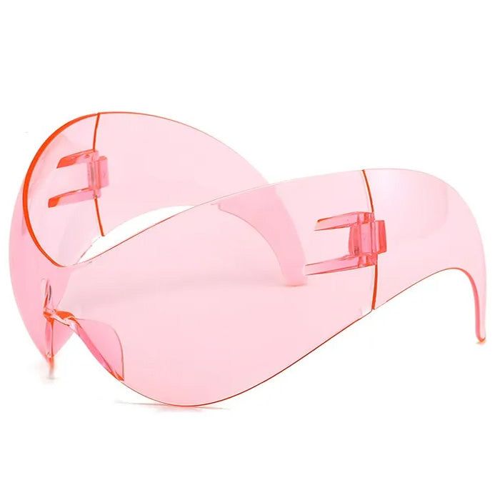 butterfly mask sunglasses boogzel clothing Pink Plastic Shield Sunglasses With Uv Protection, Pink Plastic Shield Sunglasses With Uva Protection, Pink Plastic Shield Sunglasses For Beach, Pink Shield Sunglasses With Uva Protection For Party, Modern Shield Sunglasses For Spring Party, Pink Anti-reflective Plastic Shield Sunglasses, Pink Anti-reflective Shield Sunglasses, Futuristic Shield Sunglasses With Mirrored Lenses For Summer, Futuristic Mirrored Shield Sunglasses For Summer