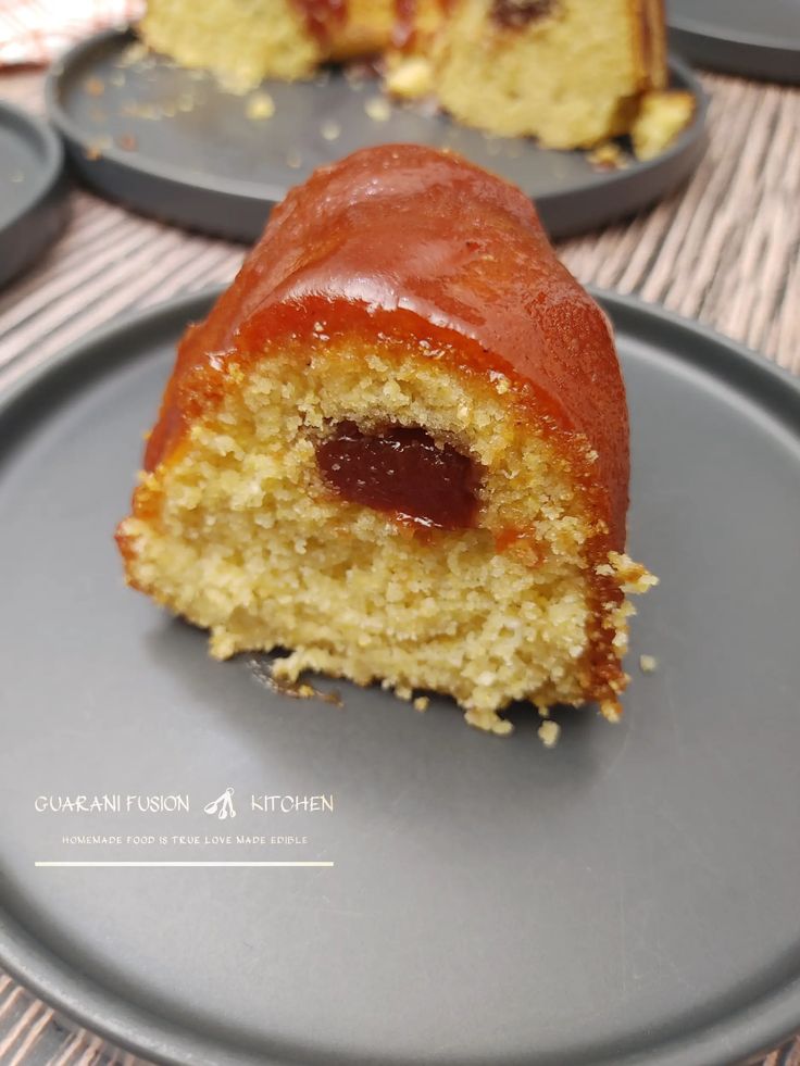 a bundt cake with jelly inside on a plate