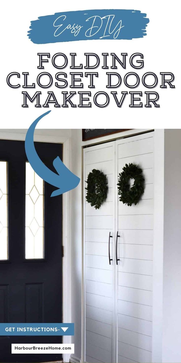 an easy diy folding closet door makeover with instructions to install and paint the doors