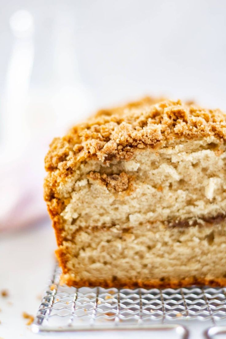 a piece of cake sitting on top of a cooling rack