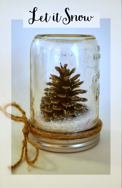 a glass jar with a pine cone in it