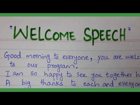 a handwritten welcome speech written in cursive writing on a piece of paper