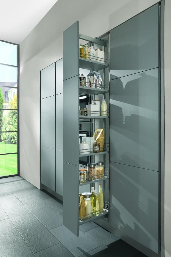 an open pantry with lots of food in it