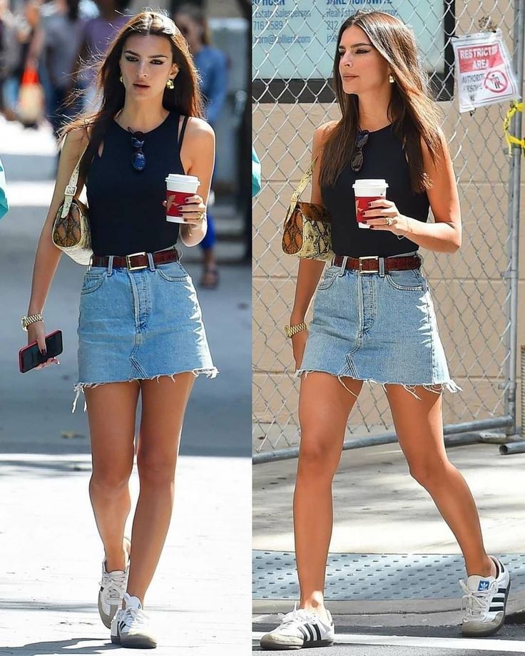 Celebrity Style Jeans, Celebrity Winter Style, Celebrity Summer Style, Celebrity Style Men, Rok Denim, Looks Adidas, Celebrity Style Dresses, Skirt Outfit Summer, Jean Skirt Outfits