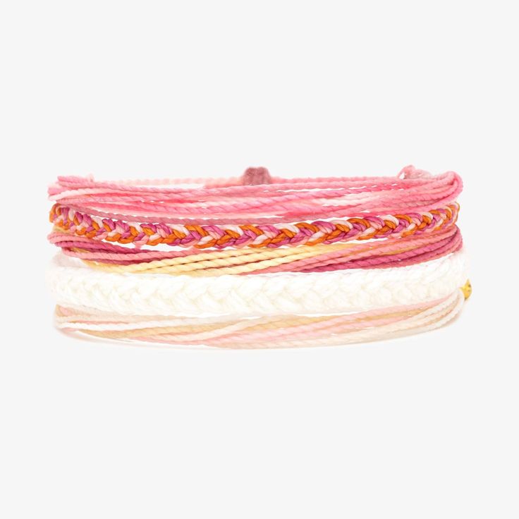 Save 35% on bracelets by purchasing our Strawberry Serenade Friendship 5 Pack ($46 value), featuring5 of our top selling original and braided bracelets!Wear them all together, mix and match your favorite combinations or share with a friend. Every bracelet is unique and hand-made therefore a slight variation in color combination may occur. WaterproofGo surf, snowboard, or even take a shower with them on. Adjustable Wristband For Friendship, Adjustable Multicolor Wrap Bracelet, Red Adjustable Bracelets For Everyday, Adjustable Red Bracelets For Everyday, Pink Resizable Braided Bracelet, Adjustable Pink Stackable Friendship Bracelets, Adjustable Stackable Pink Friendship Bracelets, Casual Adjustable Stackable Friendship Bracelets, White Adjustable Wrap Bracelet