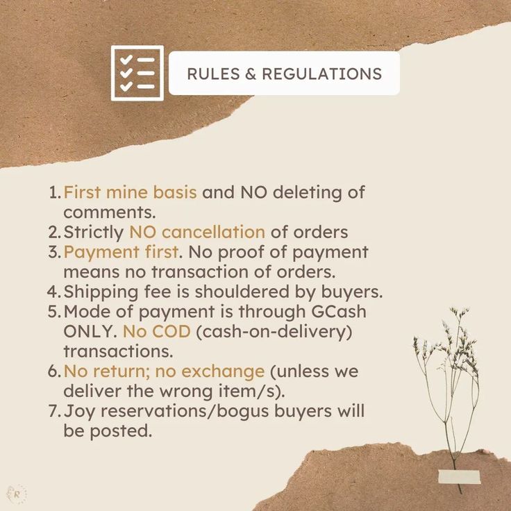 a piece of paper with the words rules and regulations