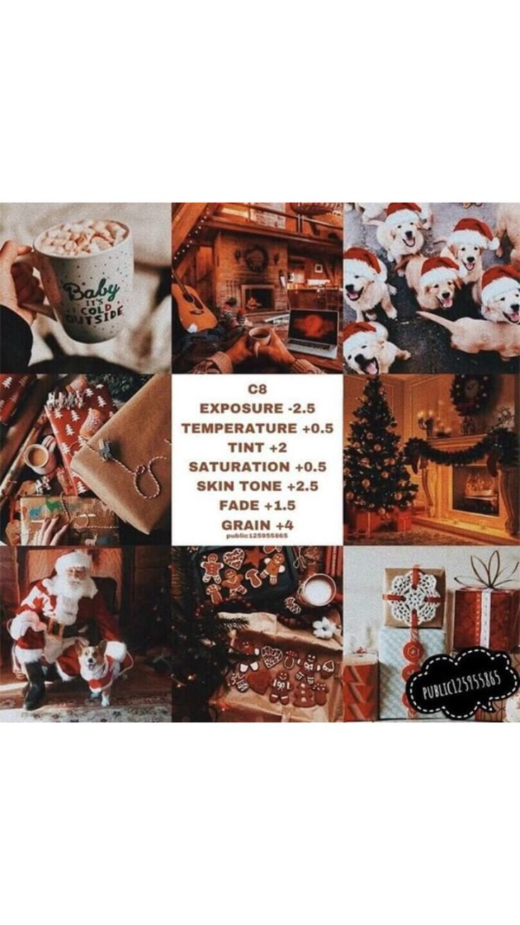 an advertisement for the christmas season with pictures of santa's and other holiday items