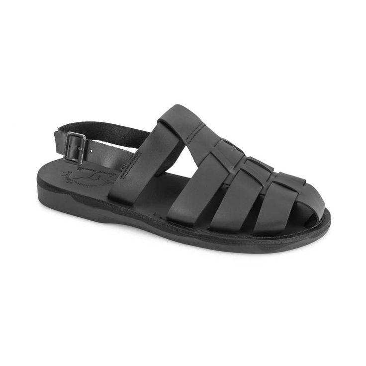 Featuring a stylish fisherman sandal silhouette in balck full-grain leather, the Michael sandal brings style and reliable comfort to your wardrobe. With an adjustable ankle strap and buckle closure in matching hardware, these closed toe sandals are sure to become a favorite. Comfort is a given with all Jerusalem Sandals, and Michael is no different. It features a leather sole that molds to your feet for a custom-like fit plus a comfortable polyurethane outsole for all-day wear from city to trail Fisherman Silhouette, Ankle Strap Sandals Flat, Toe Loop Sandals, Closed Toe Sandals, Ankle Strap Flats, Sport Sandals, Open Toe Sandals, Leather Slides, Toe Sandals