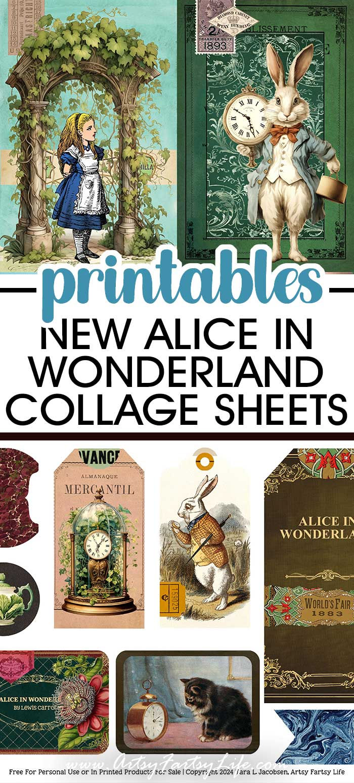 New Alice In Wonderland Free Printable Collage Sheets! Junk Journal Alice In Wonderland, Alice In Wonderland Journal Ideas, Free Alice In Wonderland Printables, Alice In Wonderland Junk Journal Ideas, Alice In Wonderland Free Printables, Alice In Wonderland Collage, Mad Hatter Day, Alice In Wonderland Printables, Steampunk Alice In Wonderland